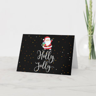 Jul Holly Jolly Santa Folat Helgdag Card Helgkort