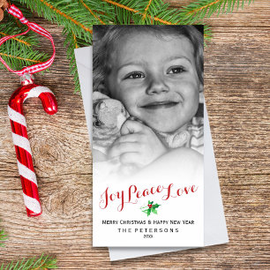 Jul Holly Joy Peace Kärlek Anpassningsbar  Photo Julkort