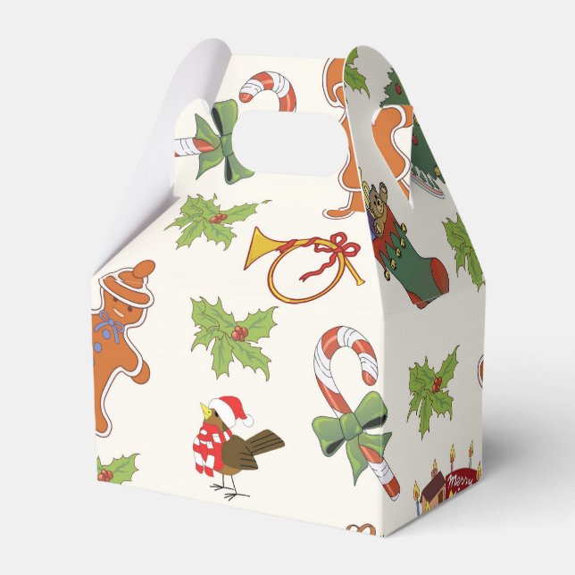 Jul Holly, kaka och Pepparkaksgubbe Presentaskar (Framsidan Sidan)