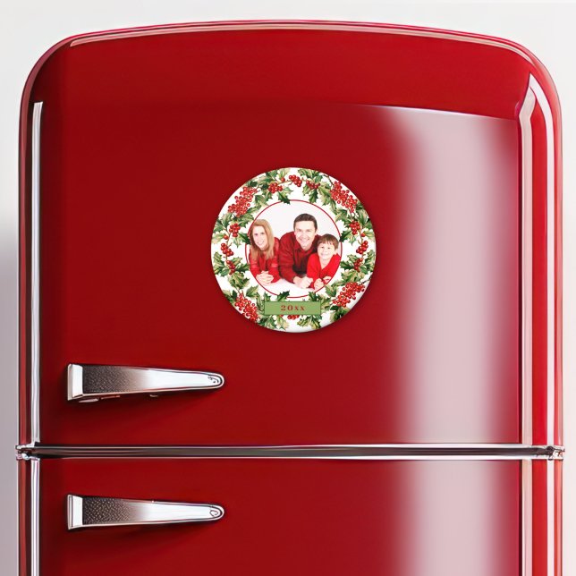 Jul Holly Löv & Berries Anpassningsbar Photo Magnet (Skapare uppladdad)