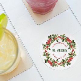 Jul Holly Löv & Berries God jul Underlägg Papper Rund