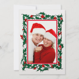 Jul Holly med Berries Gräns Photo Julkort