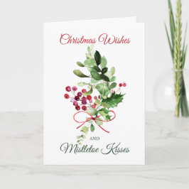 jul Holly Mistletoe Red Berry Kort