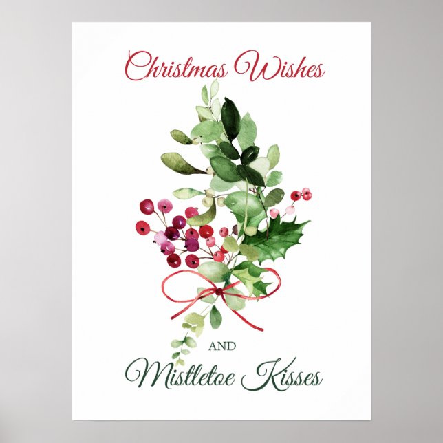 Jul Holly Mistletoe Red Berry Poster (Framsidan)