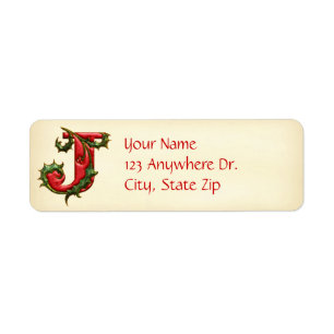 Jul Holly Monogram J Returadress Etikett
