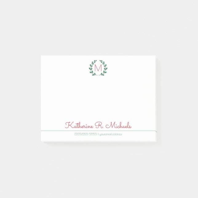 Jul Holly Monogram och information Post-it Block (Framsida)