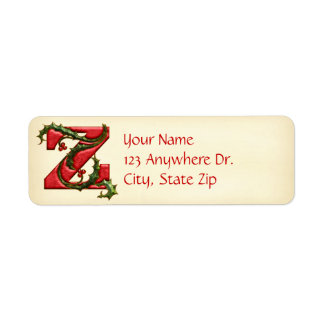 jul Holly Monogram Z Returadress Etikett
