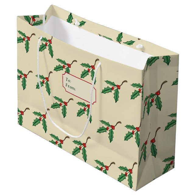 jul Holly Namn bricka Gift Bag (Framsidan Vinklad)