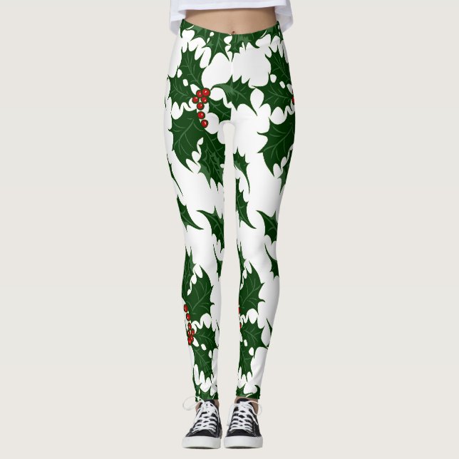 Jul Holly och Berries Leggings (Framsida)