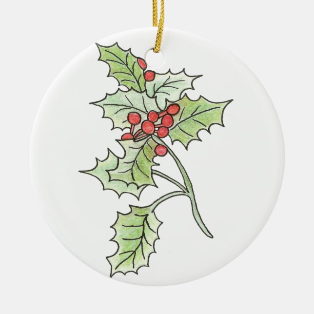 Jul Holly och Berry Ornament (Framsidan)