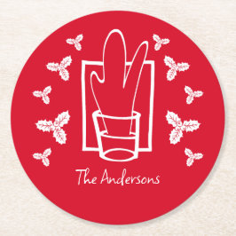 Jul Holly och ett mousserande glas Underlägg Papper Rund