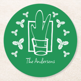 Jul Holly och ett mousserande glas Underlägg Papper Rund