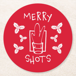 Jul Holly och ett mousserande glas Underlägg Papper Rund