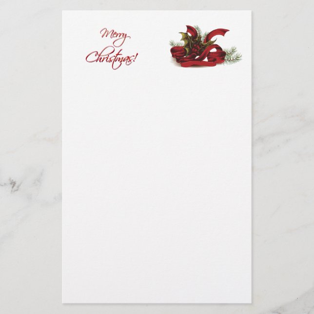 Jul Holly och Gräs Brevpapper (Framsida)
