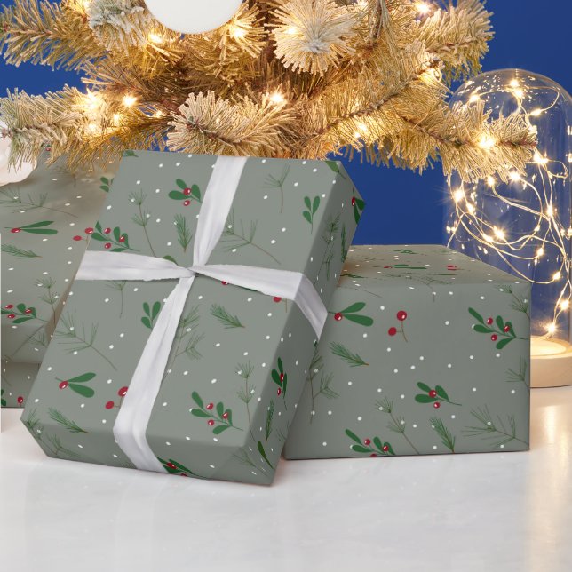 Jul Holly och Gräs Nål Presentpapper (Helgdagar)