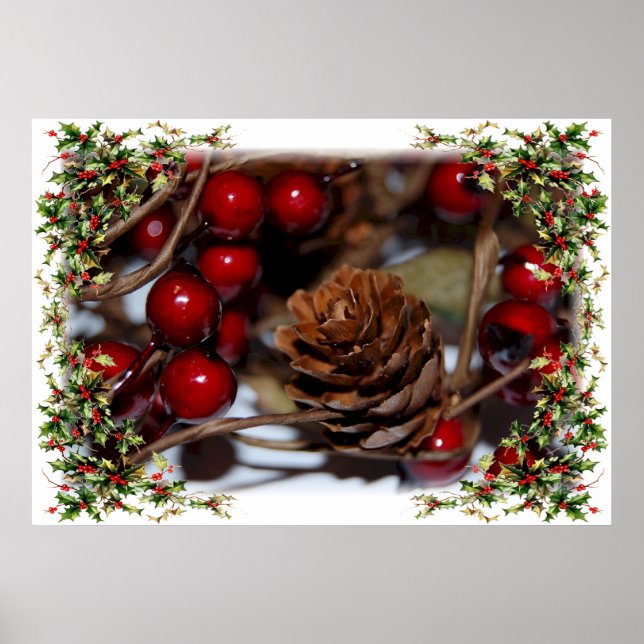 Jul Holly och Pinecone Poster (Framsidan)