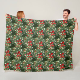 Jul Holly och Red Bows Fleece Blanket
