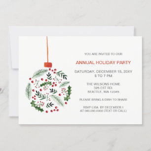 Jul Holly Ornament Julfest Inbjudningar