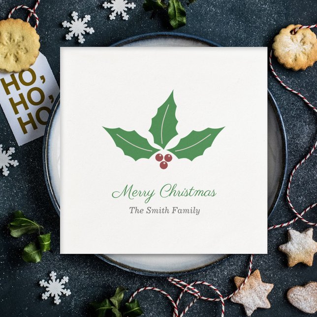 jul Holly Pappersservett (Christmas Holly Napkins)