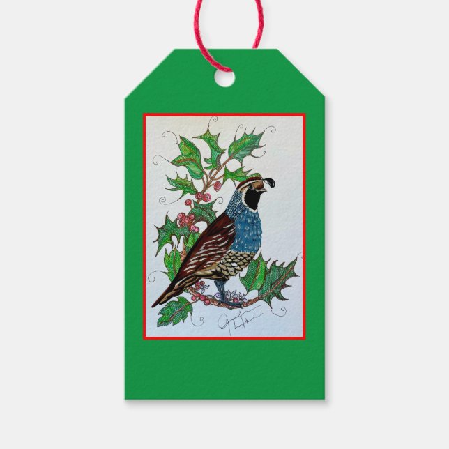 jul Holly Quail Presentetikett (Framsidan)