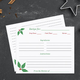 Jul Holly Recipe-kort