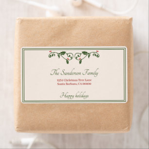 Jul Holly Red Berries returadress Helgdag Fraktsedel