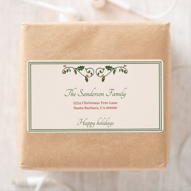 Jul Holly Red Berries returadress Helgdag Fraktsedel (Insitu)