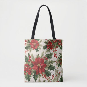 Jul Holly & Red Berries Tote Tygkasse