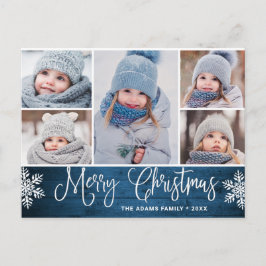 Jul Holly Rustic 5 PHOTO Hälsning Helgdag Po Vykort