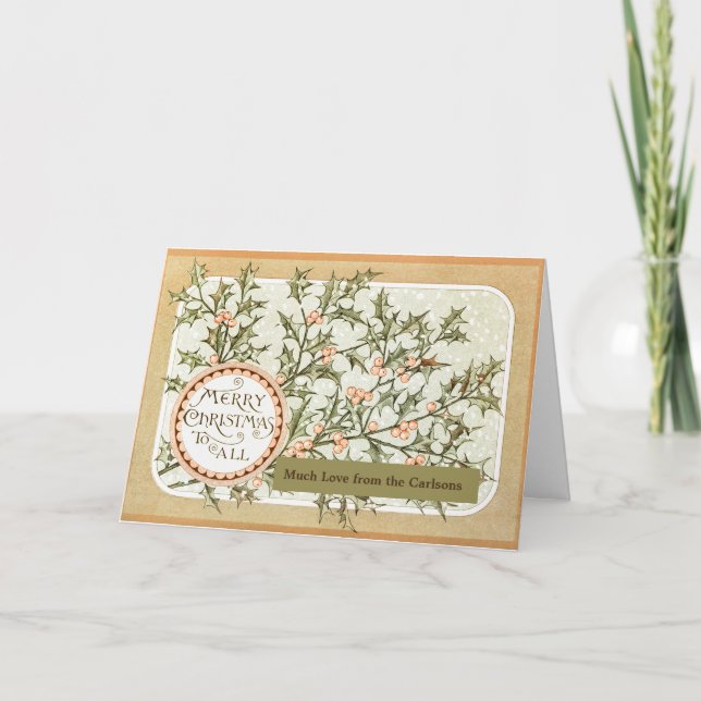 jul Holly Söt Antique Hälsning Helgkort (Framsida)
