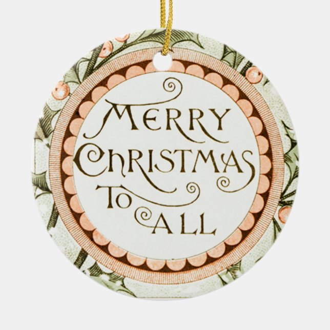 jul Holly Söt Antique Hälsning Julgransprydnad Keramik (Framsidan)