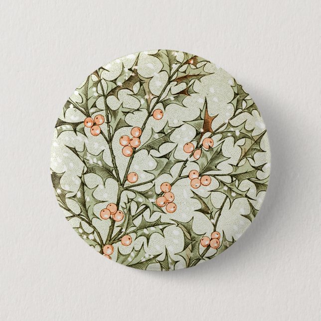 jul Holly Söt Antique Hälsning Knapp (Framsida)