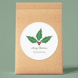 jul Holly Sticker Runt Klistermärke
