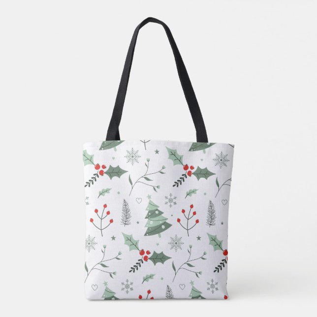 Jul Holly & Träd Tote Bag Tygkasse (Baksida)