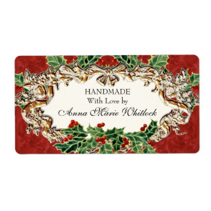 Jul Holly w Guld Se Ribbon Damask Kitchen Fraktsedel