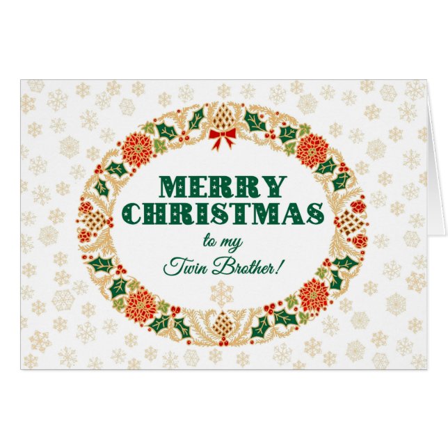 Jul Holly WAN, Twin Brother, Snöflingor Hälsningskort (Framsidan Horizontal)