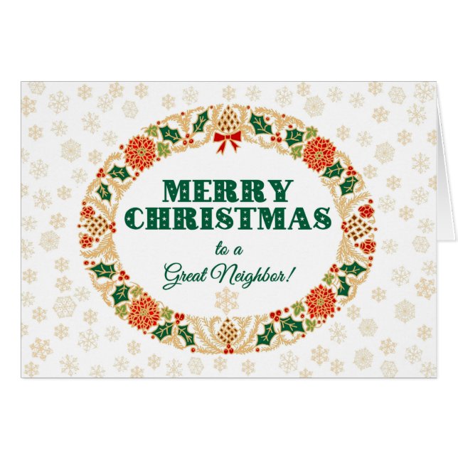 Jul Holly Wandeand, granne, Snöflingor Hälsningskort (Framsidan Horizontal)