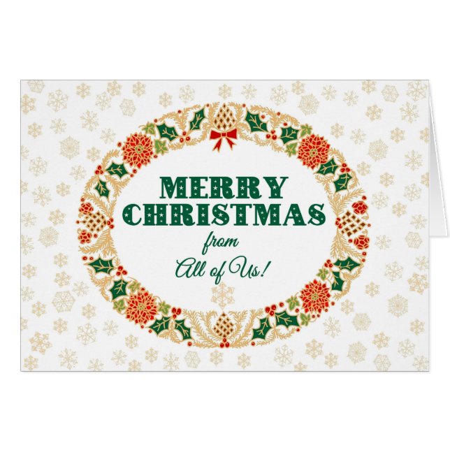 Jul Holly Wandeans från Snöflingor Hälsningskort (Framsidan Horizontal)