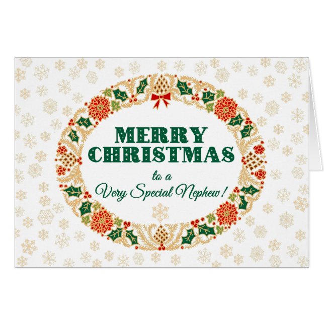Jul Holly Wandee, Nephew, Snöflingor Hälsningskort (Framsidan Horizontal)