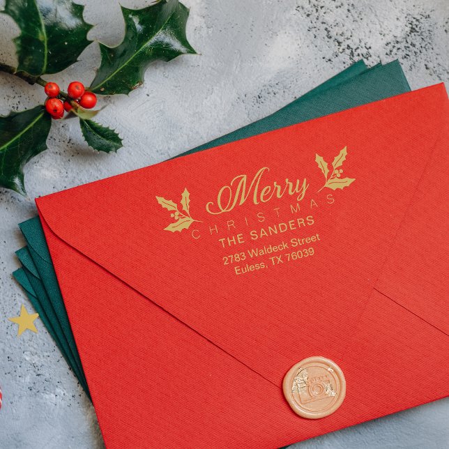 Jul & Holly Whimsical Script-Returadress Stämpel (Skapare uppladdad)