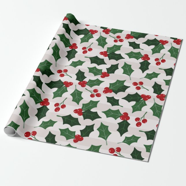 Jul Holly Wrapping Papper Presentpapper (Utrullad)
