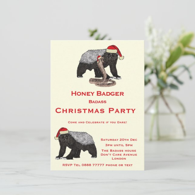Jul Honey badger Funny Festive Badass Party (Stående Fram)
