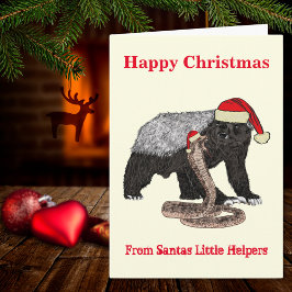 Jul Honey badger mot Snake Funny Santa Irony Kort