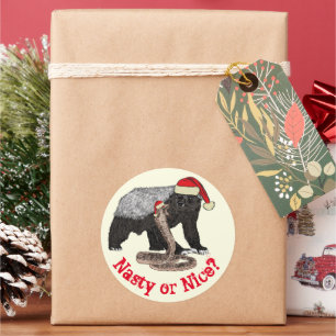 Jul Honey badger Snake Funny Santa Quote Runt Klistermärke