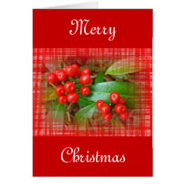Jul Honeysuckle Berries på Bomull Trasa Hälsningskort
