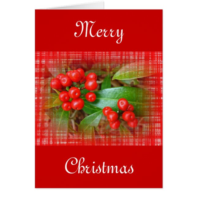 Jul Honeysuckle Berries på Bomull Trasa Hälsningskort (Framsidan)