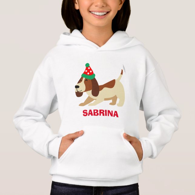 Jul Hoodie, Hund Hoodie, Cute Julafton Sweater T Shirt (Framsida)