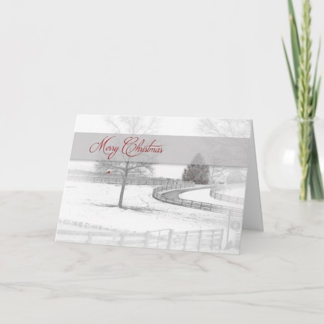 Jul - Horse Ranch-Winter/Snö Helgkort (Framsida)