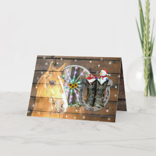 Jul Horse Wagon Wheel CowboyBoots Horseshoe Helgkort