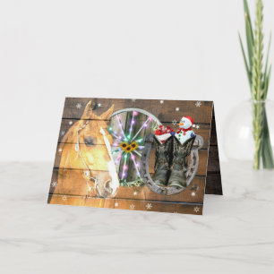 Jul Horse Wagon Wheel CowboyBoots Horseshoe Tack Kort